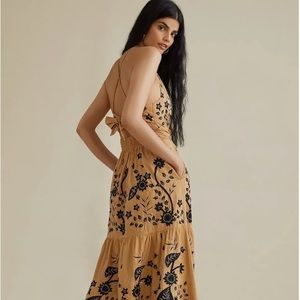 Gorgeous Maeve Verischka Tan and Black Embroidered Dress size 4